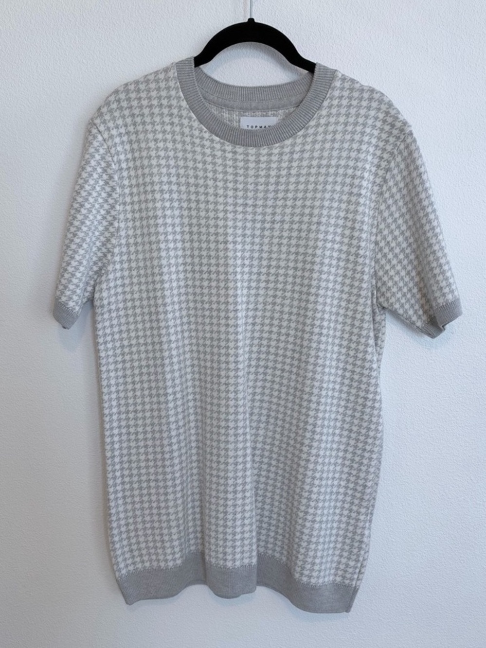 Topman Houndstooth Short Sleeve Knit Shirt